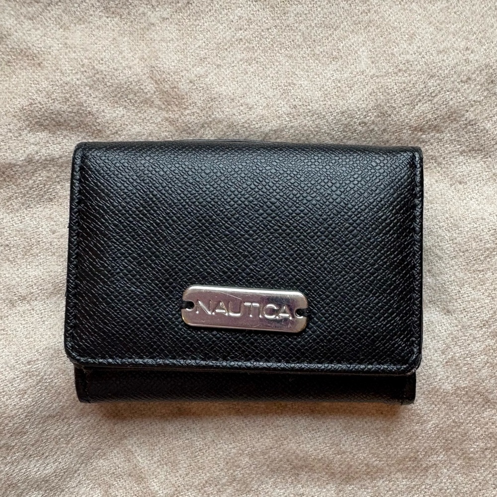 Nautica Black Card Holder with Silver Accent
